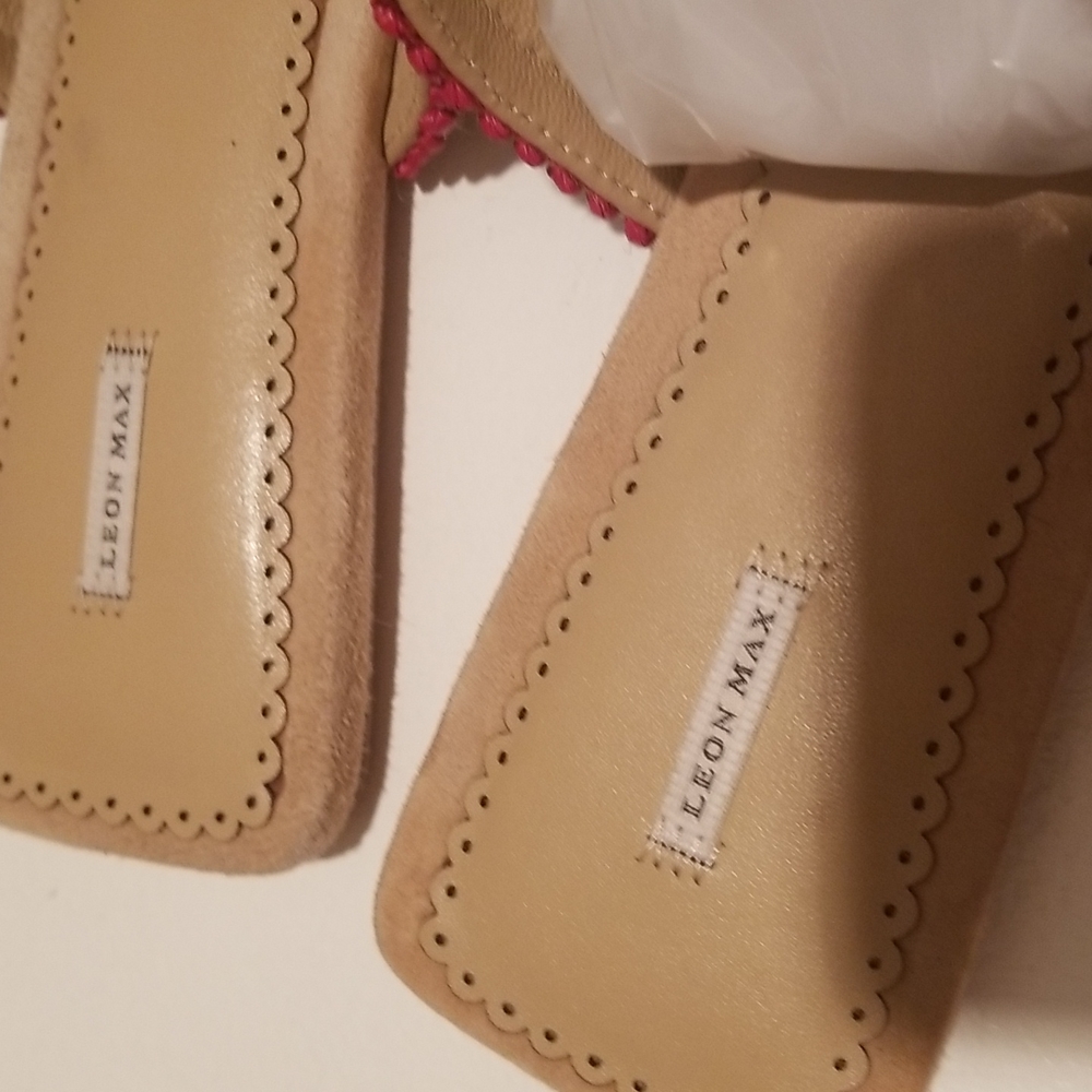 LEON MAX NATURAL EMBROIDERED SLIDES - Picture 4 of 7